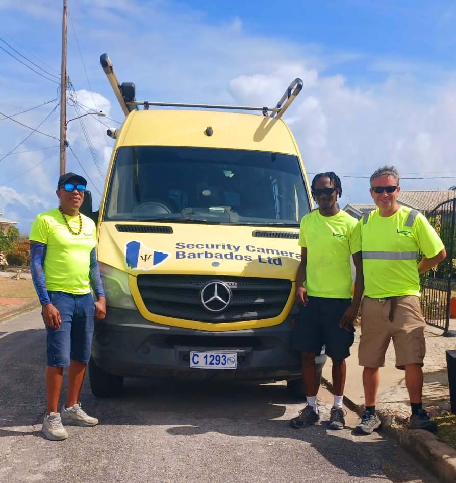 Security Cameras Barbados team and branded van